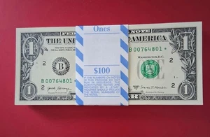 2017A  (100) Pack “B” SEAL CONSECUTIVE STAR NOTES $1 DOLLAR BILL - Picture 1 of 5