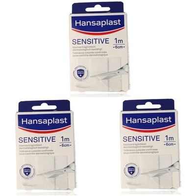 ANGEBOT 3x Hansaplast Sensitive 6cm x 1m Pflaster zum Abschneiden -Karton defekt - Bild 1 von 3