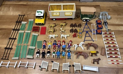 Lot Playmobil Circus Lot Figures (13) Animals (17) Fence Cage Trailer Jeep More - Image 1 of 4