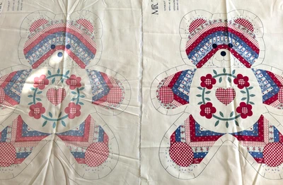 2 Mr Ted E Bear Patchwork CALICO Wamsutta Soft Sculpture Cut Sew Panels 17½"x35" - Image 1 of 4