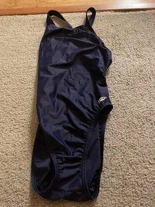 SPEEDO Women's Size 14/40 PowerFlex Eco Navy Blue Band Strap One Piece Swimsuit - Picture 1 of 2