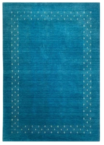 Handloom Blue Wool Rug – 5x8 8x10 ft Handmade Carpet for Modern Living Room - Picture 1 of 6