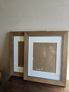 2er Set hellbraune Holz Bilderrahmen mit Glas Foto Größe 14 x 11" Kunst Dekor  - Bild 1 von 12