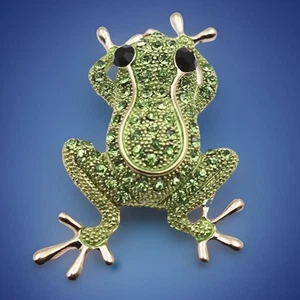 Frog Gemstone Brooch Pin Boxed Gift Women Fashion Jewelry - Picture 1 of 6