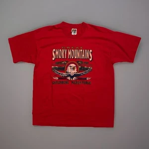Vintage 90s Great Smoky Mountains Eagle T-Shirt Mens XL Red Gatlinburg 1994 - Picture 1 of 3