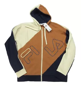 FILA Men's Multi Colorblock Lazaro Logo Fleece Full Zip Hoodie - Picture 1 of 4