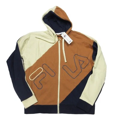 FILA 男式多色块 Lazaro 标志羊毛全拉链连帽衫 — 第 1/4 张图片