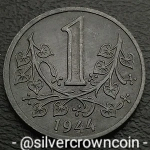 Bohemia & Moravia Czech German Occup. 1 Koruna 1944. KM#4. Zinc 1$ coin. WWII. D - Picture 1 of 7