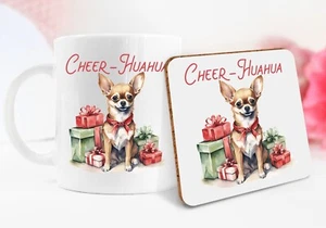 Chihuahua Christmas Cheer Dog Lover Mug Coaster Gift Secret Santa Paws Funny - Picture 1 of 1