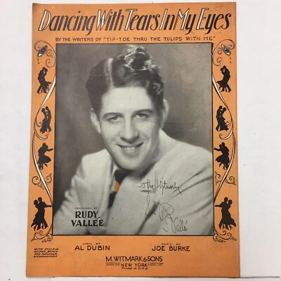 DANCING WITH TEARS IN MY EYES © 1930 Partituras De Colección Firmadas por Uke Rudy Vallee Foto 1 de 4