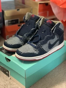 Size 10.5 - Nike Reese Forbes x SB Dunk High Denim - Picture 1 of 5