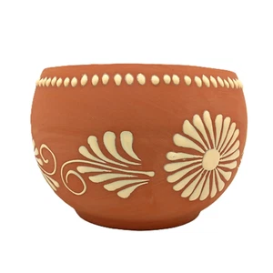 Terracotta Pottery Planter Mexican Flower Pot Natural Clay Talavera Barro Bowl - Picture 1 of 8