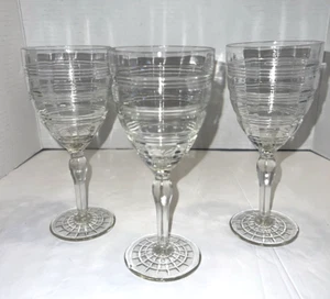 "Juego de 3 copas de copa de vino con anillo con bandas transparentes Anchor Hocking de 7,25"" de altura" - Imagen 1 de 6
