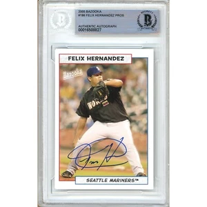 2005 Bazooka RC #186 Felix Hernandez Signed Card AUTO Beckett BAS Slab Mariners - Picture 1 of 5