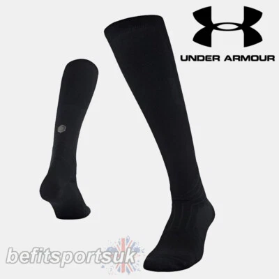 UNDER ARMOUR COMPRESSION SOCKS LONG CALF RUNNING MENS WOMENS LADIES RUSH BLACK - Image 1 of 3