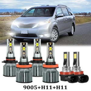 For Toyota Sienna 2011-2018 Combo 6500K LED Headlight Kit High Low + Fog Light - Foto 1 di 15