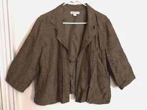 Coldwater Creek Womens Blazer XL 18 Jacket Army Green Silk Blend Floral Classic - Picture 1 of 4