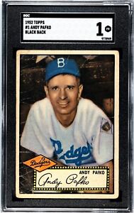SGC 1 - 1952 Topps #1 Andy Pafko Black Back Brooklyn Dodgers No Reserve