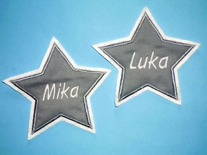 Stern Aufnäher mit Name Applikation Button in Wunschfarbe Namensbutton Patch - Bild 1 von 2