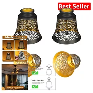 Charming 4-Pack Metal Ceiling Fan Replacement Globes - Chrysanthemum Design - Picture 1 of 11
