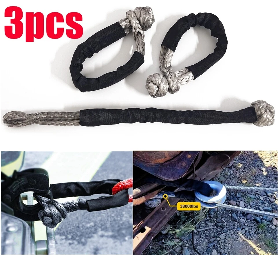 3x Grilletes de remolque sintéticos suaves para recuperación de cuerda de alta resistencia para SUV UTV ATV Foto 1 de 4