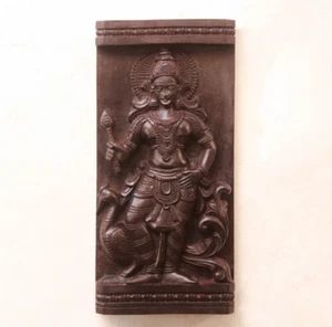 Muruga Statue Hindu God Kartikeya Wooden Carving Vintage Temple Mandir Decor Art - Picture 1 of 4