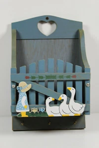 Hanging Wall Basket, Chicken, Blue, Rustic, Vintage, Farmhouse - Picture 1 of 4