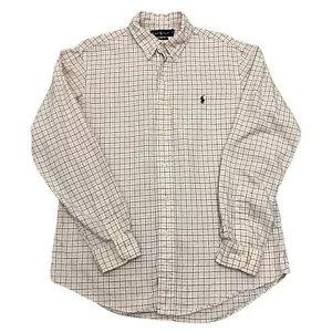 Ralph Lauren Shirt Check Mens L Custom Fit 100% Cotton Long Sleeve Button Up - Picture 1 of 15