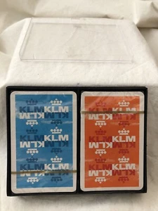 Carte da gioco vintage KLM Royal Dutch Airlines mod blu arancione NOS - Foto 1 di 7