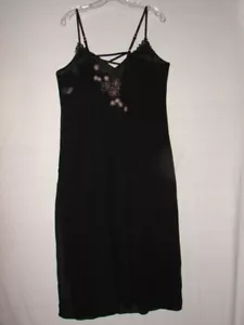 Vintage transparentes Linea Donatella Kleid Nachthemd schwarz Gr. Large bestickt mit Spitze - Bild 1 von 8