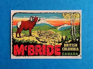 DE COLECCIÓN ORIGINAL 1955 RECUERDO "MC BRIDE" COLOMBIA BRITÁNICA CALCOMANÍA DE AGUA ARTE - Imagen 1 de 1
