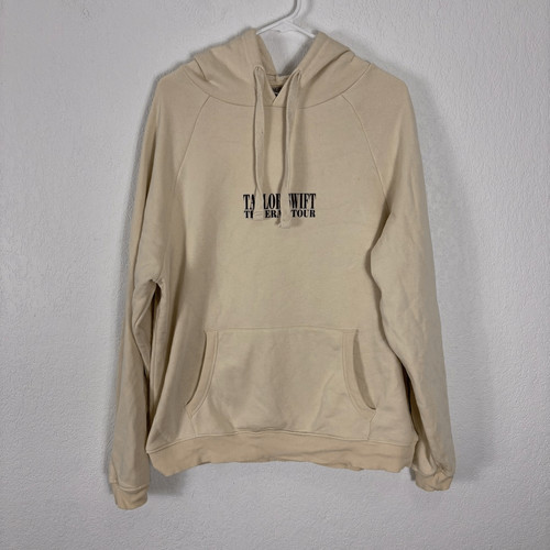 OFF WHITE Felpa Pullover Taylor Swift The Eras Tour Crema con Cappuccio in Pile Taglia Media