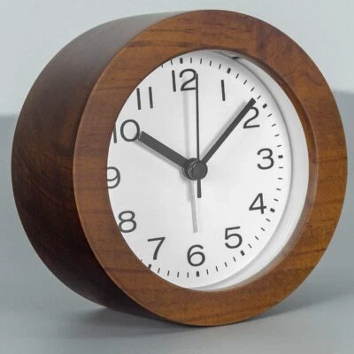 Wooden Alarm Clock with Arabic Numerals, Non-Ticking Silent, Backlight, Brown - Image 1 of 4
