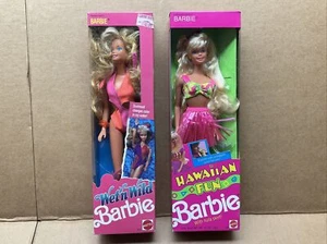 1989 MATTEL. BARBIE WET'N WILD & hawaiianischer Spaß Barbies offene Box schön komplett - Bild 1 von 4