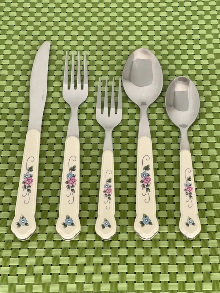 Pfaltzgraff TEA ROSE Stainless Glossy Taiwan Colored Flatware SMART CHOICE B142V - Image 1 of 1