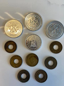 Lot Of 11 Tokens/Coins Amusement Arcade Retail Barstow Station California Double - Picture 1 of 8