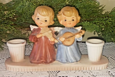 Holt Howard 1963 Candelabro de Navidad ¡ÁNGELES TOCANDO VIOLINES! Foto 1 de 4