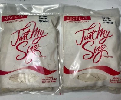 Lote de 2 Pantimedias Legggs Just My Size 4X BLANCO ROTO Puntera Transparente NUEVO 81430 Foto 1 de 3