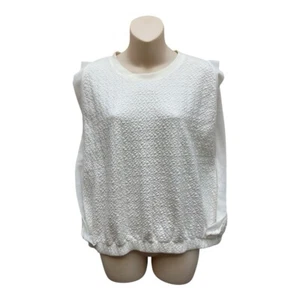 Zara Trafaluc Off White Sz M Muscle Tee Blouse Elastic Waist Sleeveless Pullover - Picture 1 of 8