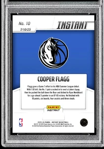 GRADED GEM-MT 10 COOPER FLAGG 2025 Panini Instant ROOKIE Flagg Day #10 Presale - Picture 1 of 3