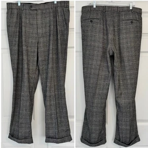 Brooks Brothers Anzughose Wolle 38x30 Plissee Bündchen hellbraun schwarz kariert - Bild 1 von 13