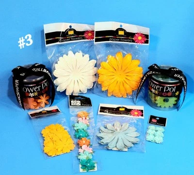 BNIP RETIRED RARE BAZZILL BASICS STUNNING FLOWERS LOT SCRAPBOOK EMBELLISHMENTS 3 - Image 1 of 4