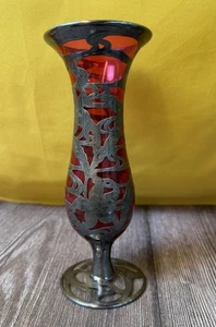 Jarrón de vidrio recubierto de plata Art Nouveau Alvin 999 - Imagen 1 de 6