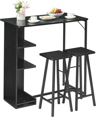 Juego de mesa de comedor de patas altas mesa de bar y sillas de 3 piezas para 2 personas multicolor Foto 1 de 4