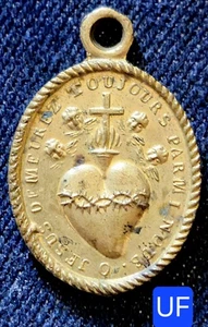 XIX ème- Belle Médaille Bronze 30 x 20 mm- O Jésus Demeurez Toujours Parmis Nous - Imagen 1 de 2