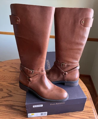 Botas de Montar Enzo Angiolini Easaevon Altas Cuero Marrón Hebilla Talla 12M Foto 1 de 4