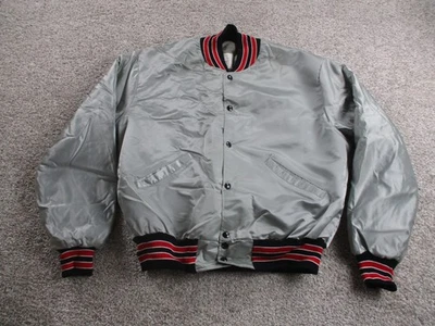 Vintage Coca-Cola Jacket Mens Large Silver Satin Bomber DeLong Made in USA 80s - Image 1 of 4