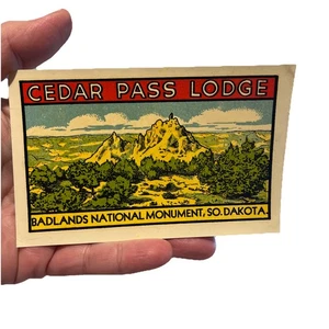 Vintage State Auto Decal South Dakota Cedar Badlands Cedar Pass Lodge 3.5x5 - Picture 1 of 2