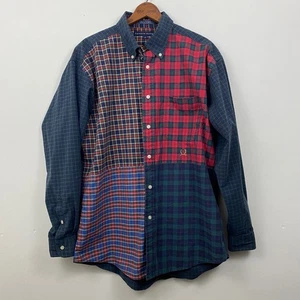Camicia Tommy Hilfiger uomo L plaid patchwork cotone colorblock abbottonata Y2K - Foto 1 di 6