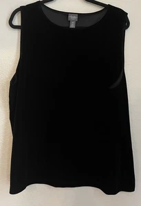 Chicos Travelers 4 US Size 2X Black Velvet Tank Top Blouse Party Preppy Witchy - Picture 1 of 6